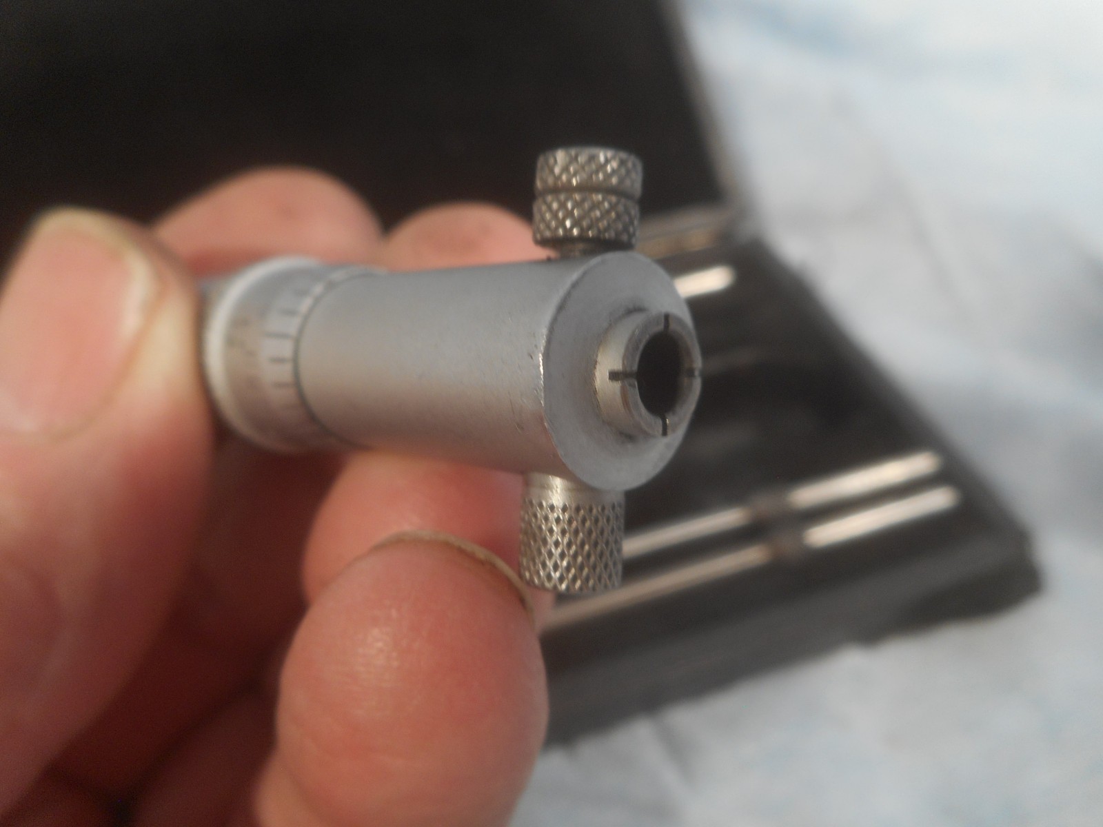 Vintage L. S. Starrett Inside Micrometer with Extension Rods Machinist Tools Set