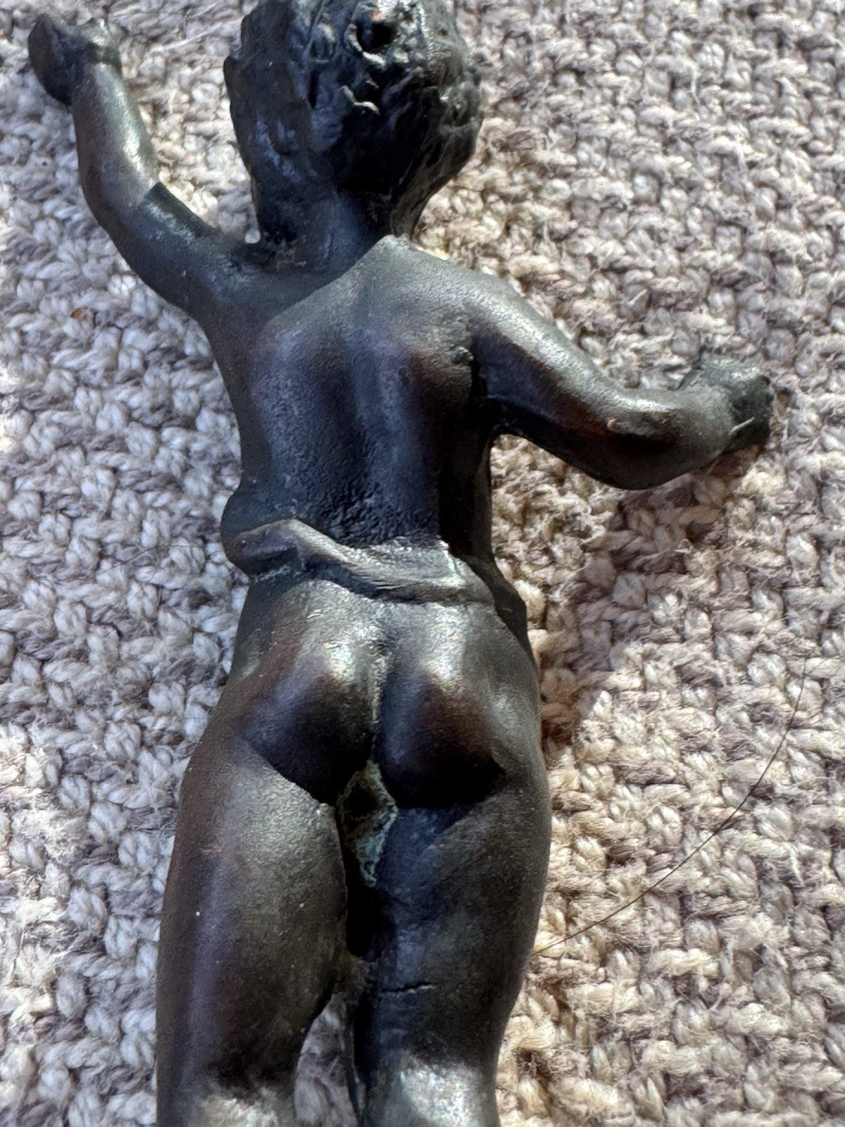 Antique Solid Bronze 3.5” Boy Cherub Figurine