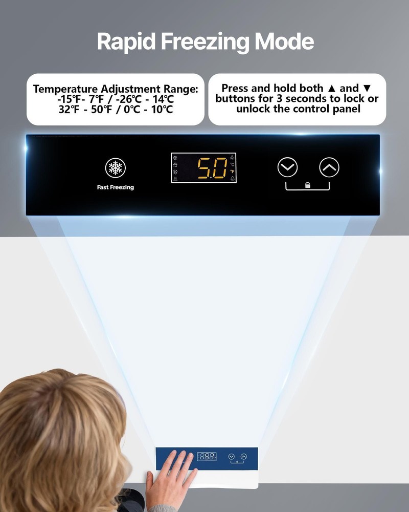 Energy-Saving Chest Freezer, 6.7 Cu.ft, Adjustable Temp, 2 Removable Baskets