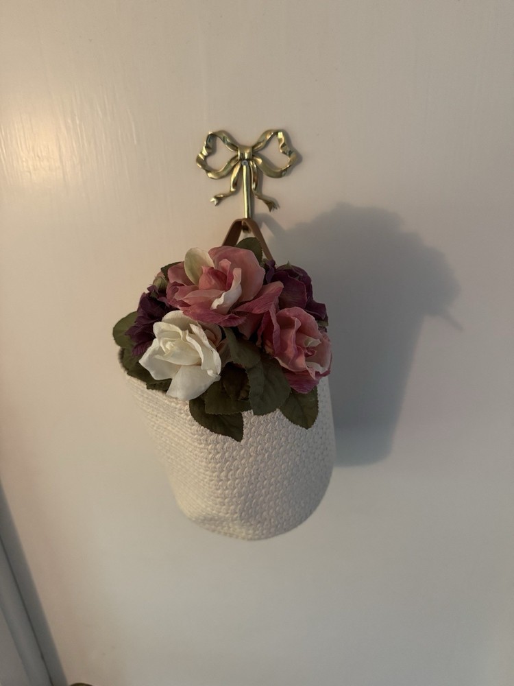 Round Fabric Basket Leather Handle