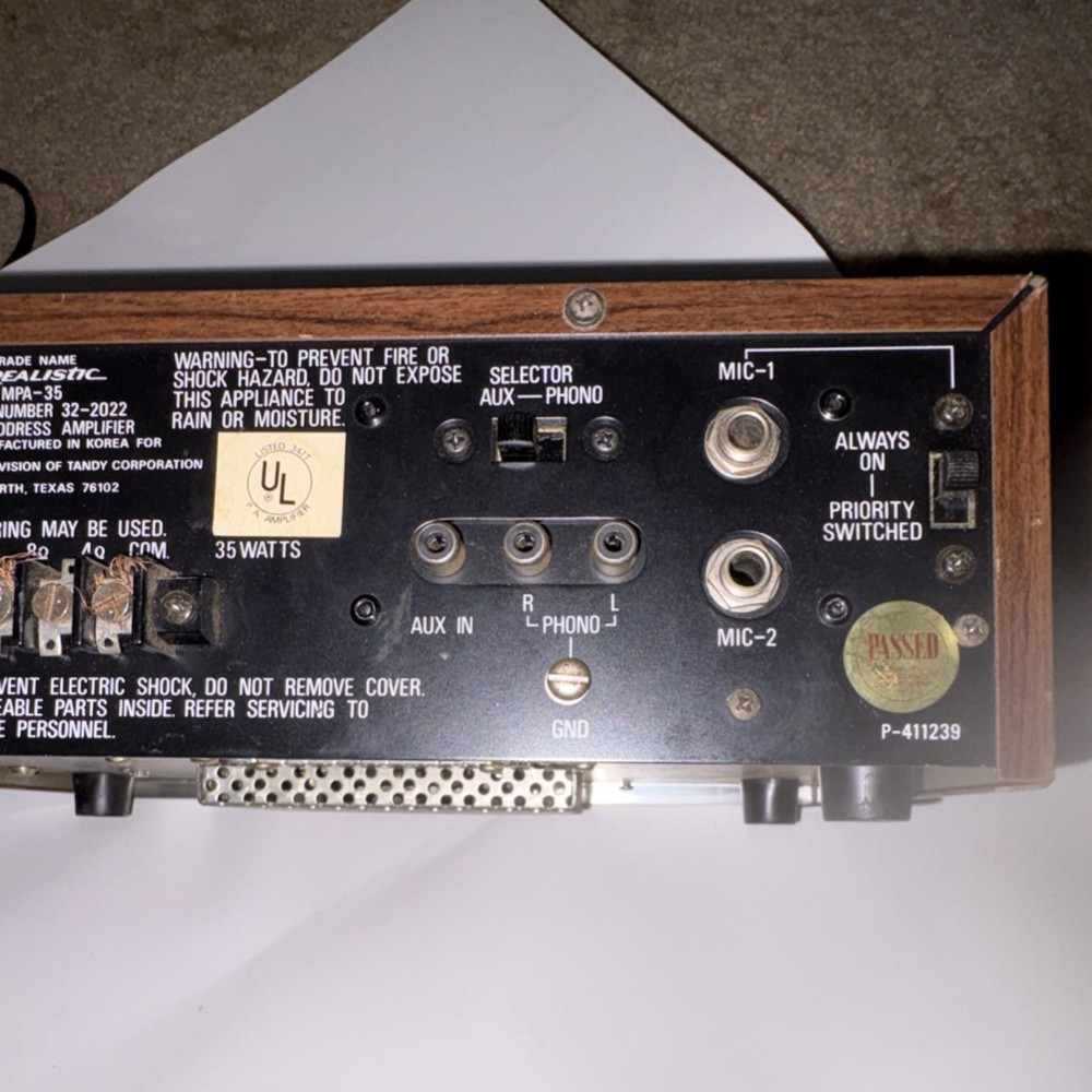 Realistic MPA-35 35 Watt Solid State PA Amplifier Power Amplifier