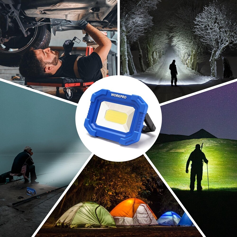 WORKPRO 2Pack Rechargeable 2000LM LED Work Light Magnetic Super Bright Worklight