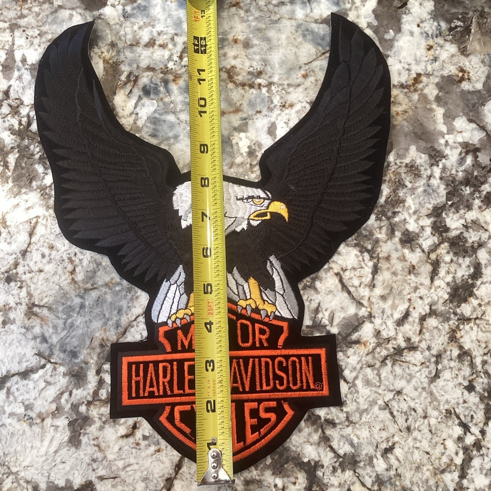 Harley Davidson Bar & Shield Eagle Black Silver Back Vest Patch 13 x 10