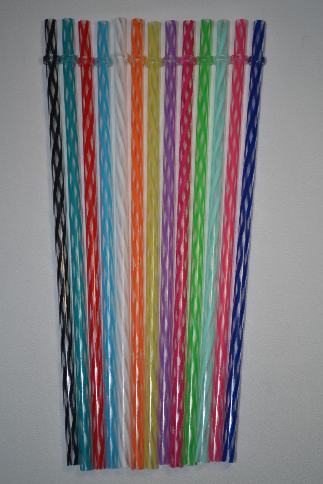 13 - 11" Reusable Straws Clear Swirly Colored Plastic Acrylic Rings BPA Free #8