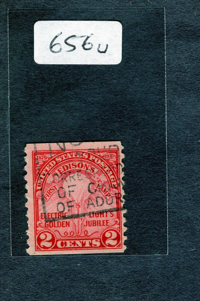 1929 Stamp #656 Edison's First Lamp Used