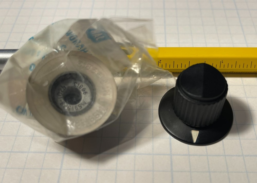 2 Mil-Spec Jan Hardware Co MS91528-102B Black Shirted Knobs w/ Pointer