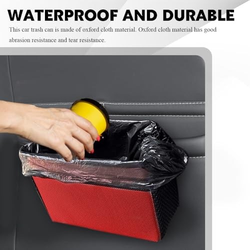 Car Trash Can, Car Trash Bin, Mini Foldable Dustbin Storage Bag Container, Red
