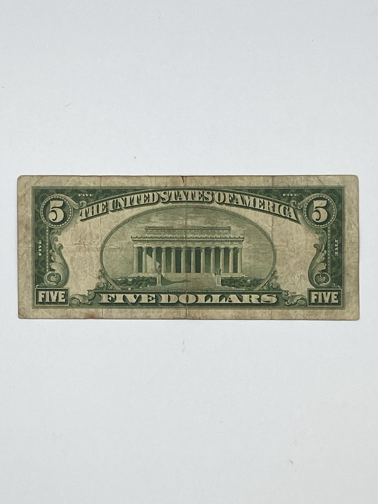 1934 A 5 Five Dollar Silver Certificate Blue Seal Note Banknote