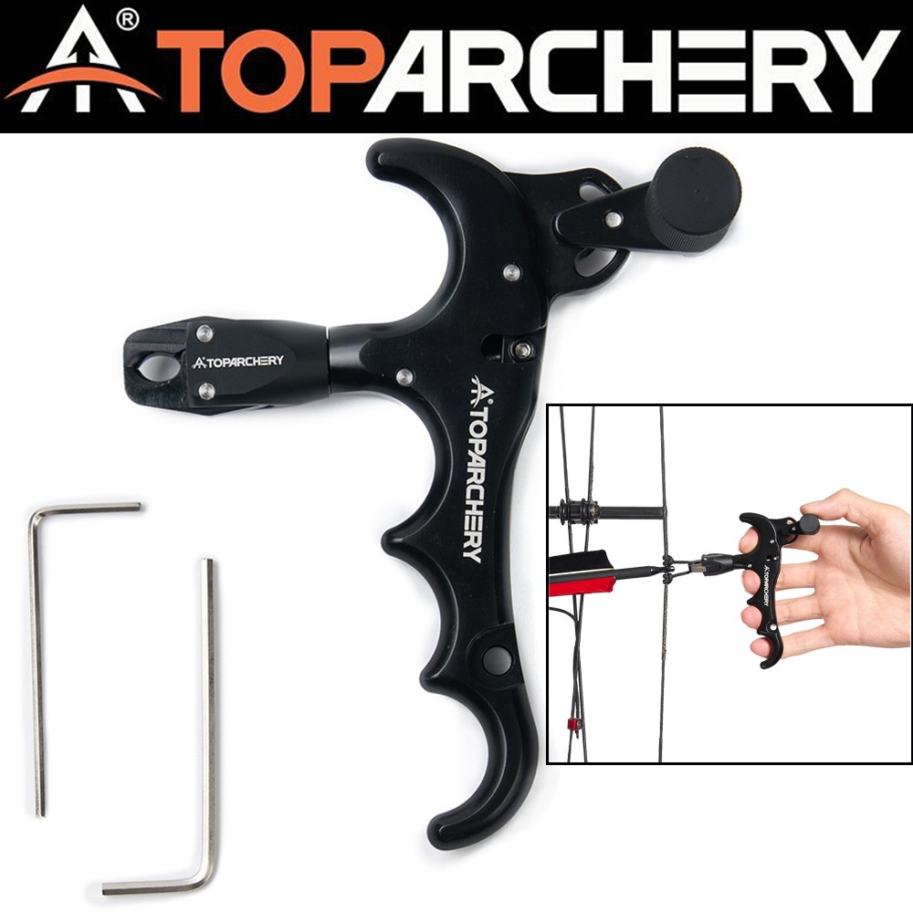 Compound Bow 360° Rotation 4 Fingers Thumb Release Aids Trigger Caliper Archery