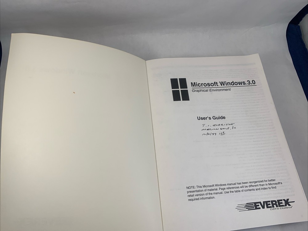 Microsoft Windows 3.0 User's Guide Manual VTG 1990 Everex