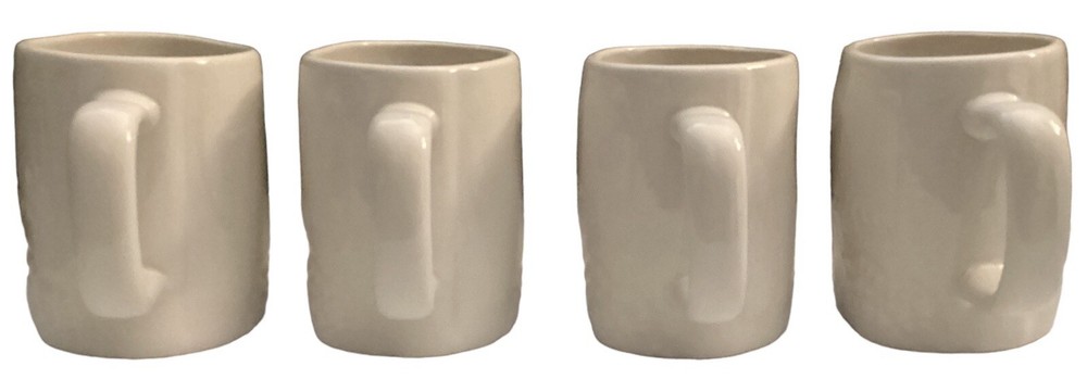 RAE DUNN Ceramic Coffee Mug White Floral Pattern coffee in Script