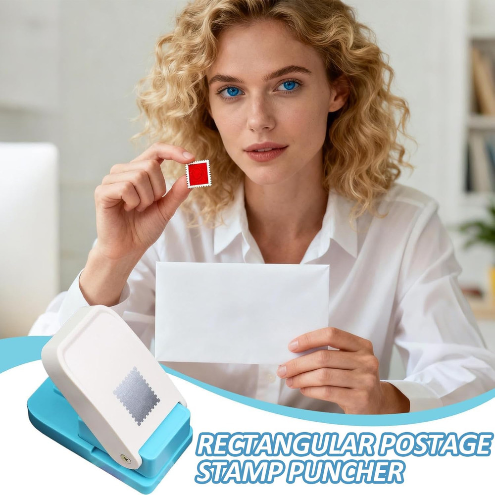 1X0.8Inch Rectangular Postage Stamp Puncher Rectangle Lever Action Stamp Punch