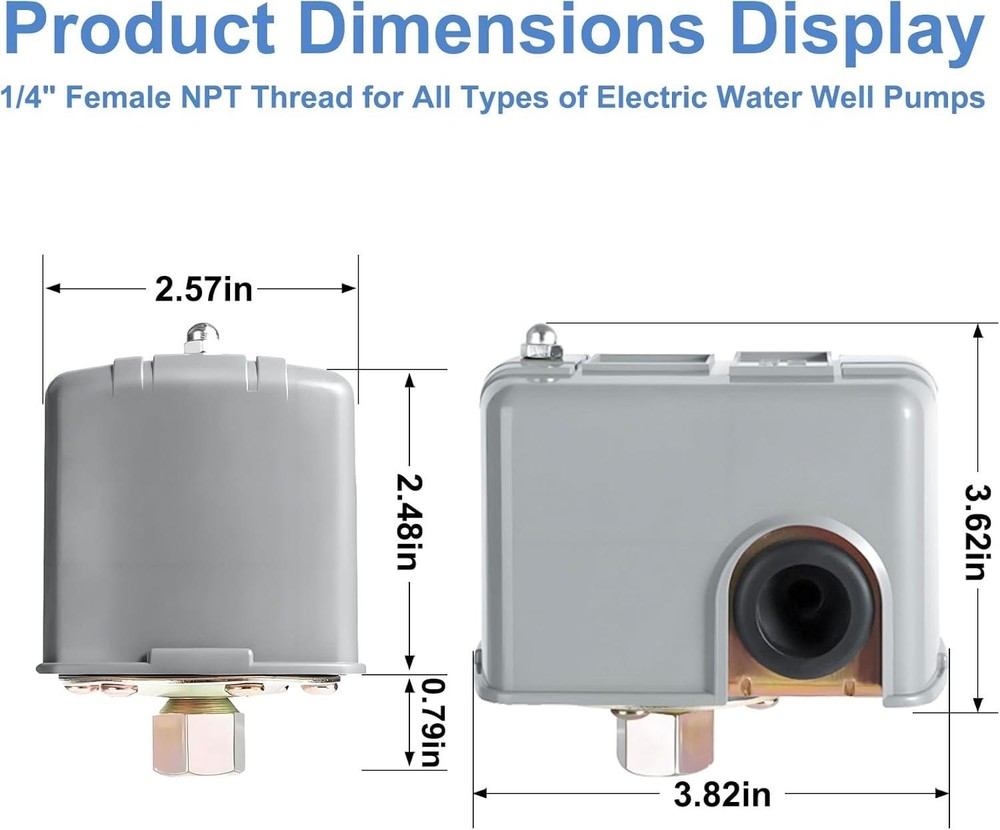 Pressure Switch for Well Pump 40-60 Psi, Water Pressure Switch Adjustable Differ