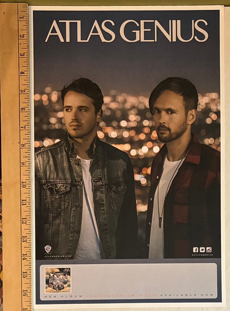 ATLAS GENIUS inanimate objects Promo POSTER rolled 2-sided indie rock 11x17"