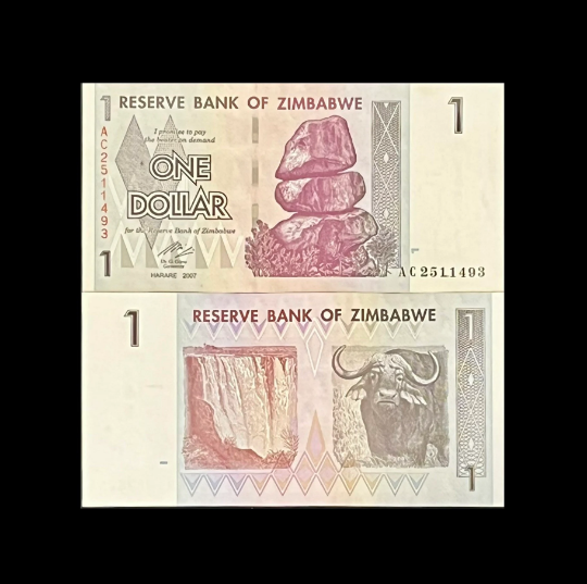 One Dollar Zimbabwe aUNC Banknote (2007) - 1 pc