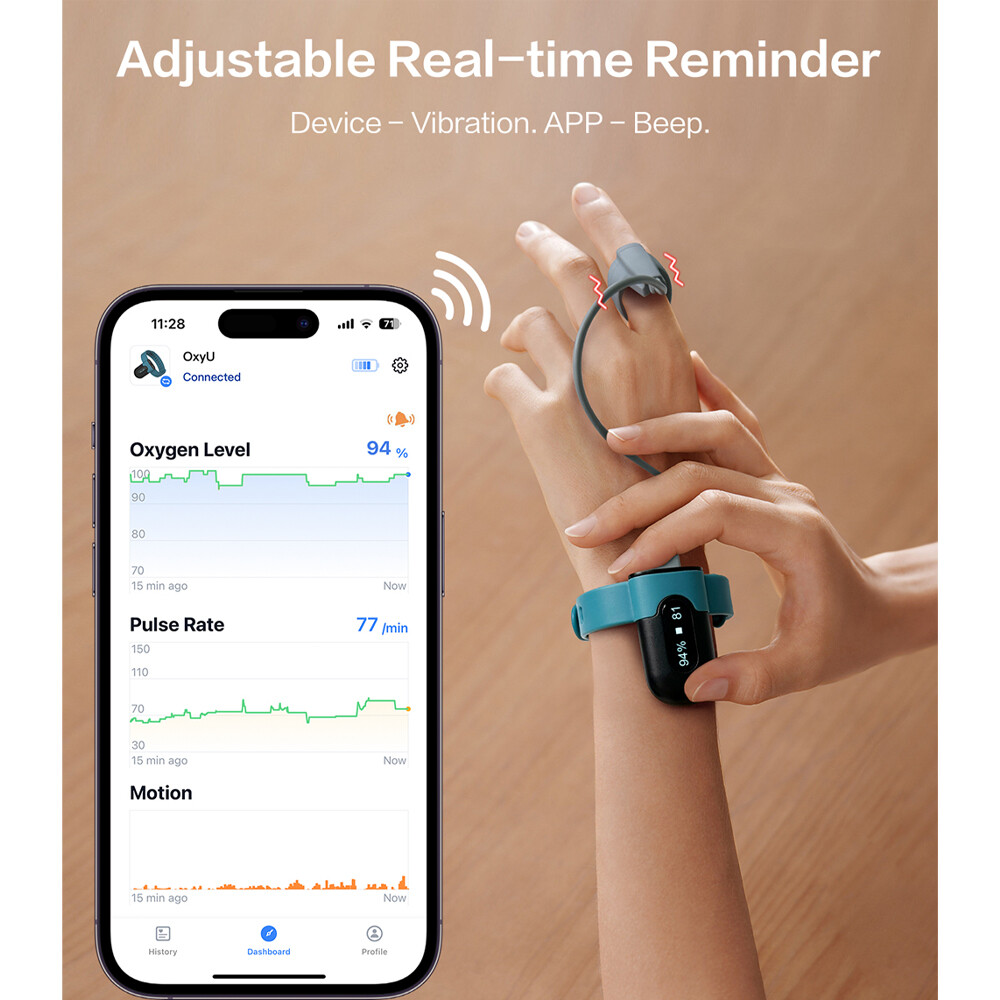 Wellue SleepU Oximeter Continuous Tracking Heart Rate Blood Oxygen Saturation