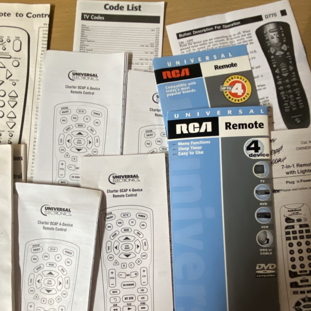 Remote Control Manuals Assorted Universal Electronics RCA