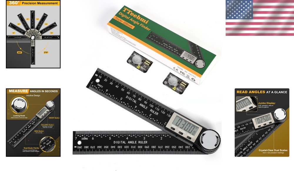 Precision Digital Angle Finder Protractor with LCD Display for Woodworking