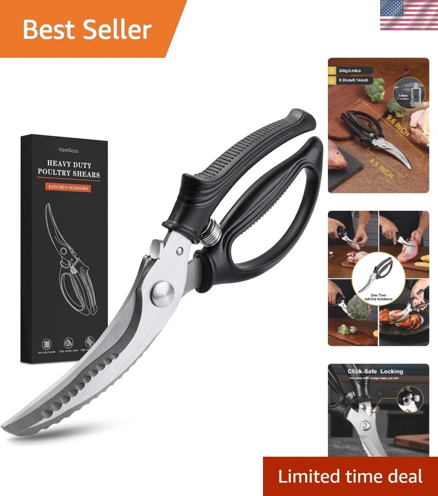 Professional Poultry Scissors with Non-Slip Handle - Multi-Purpose Cutting Tool
