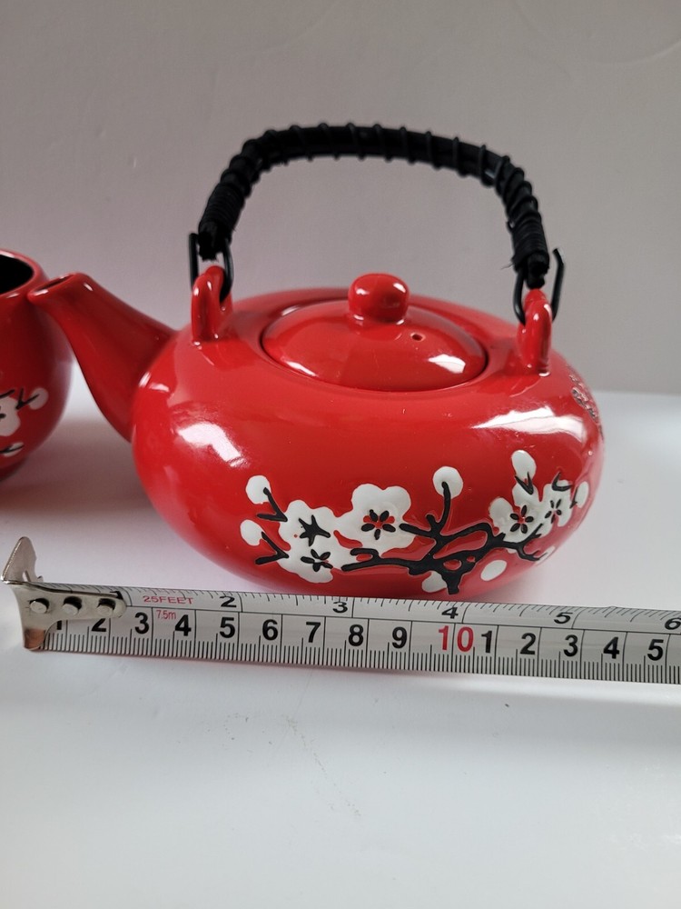 Asian tea set red and black