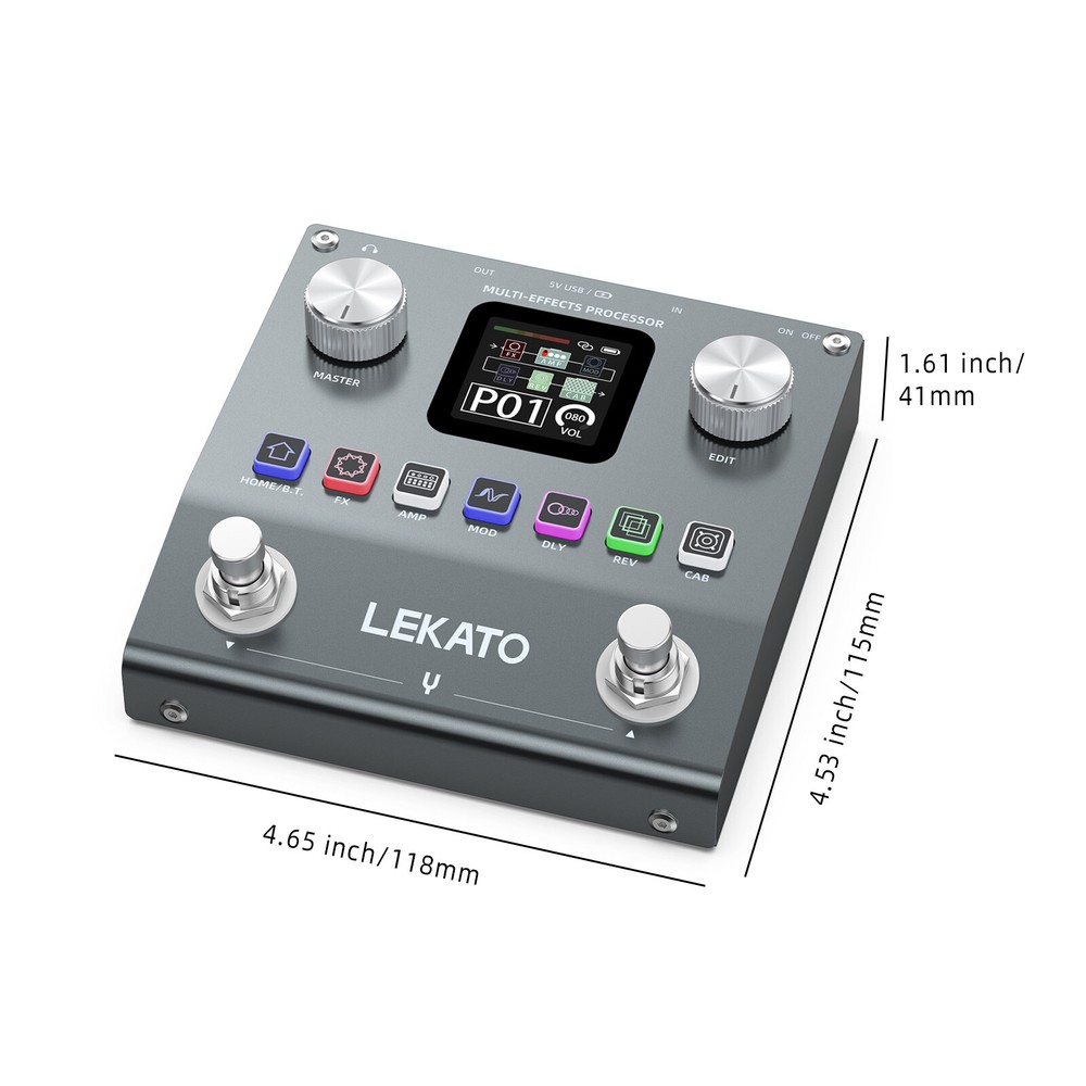 Rechargeable Multi Effects Guitar Pedal BT Audio Processor 80 Presets 20 IRs