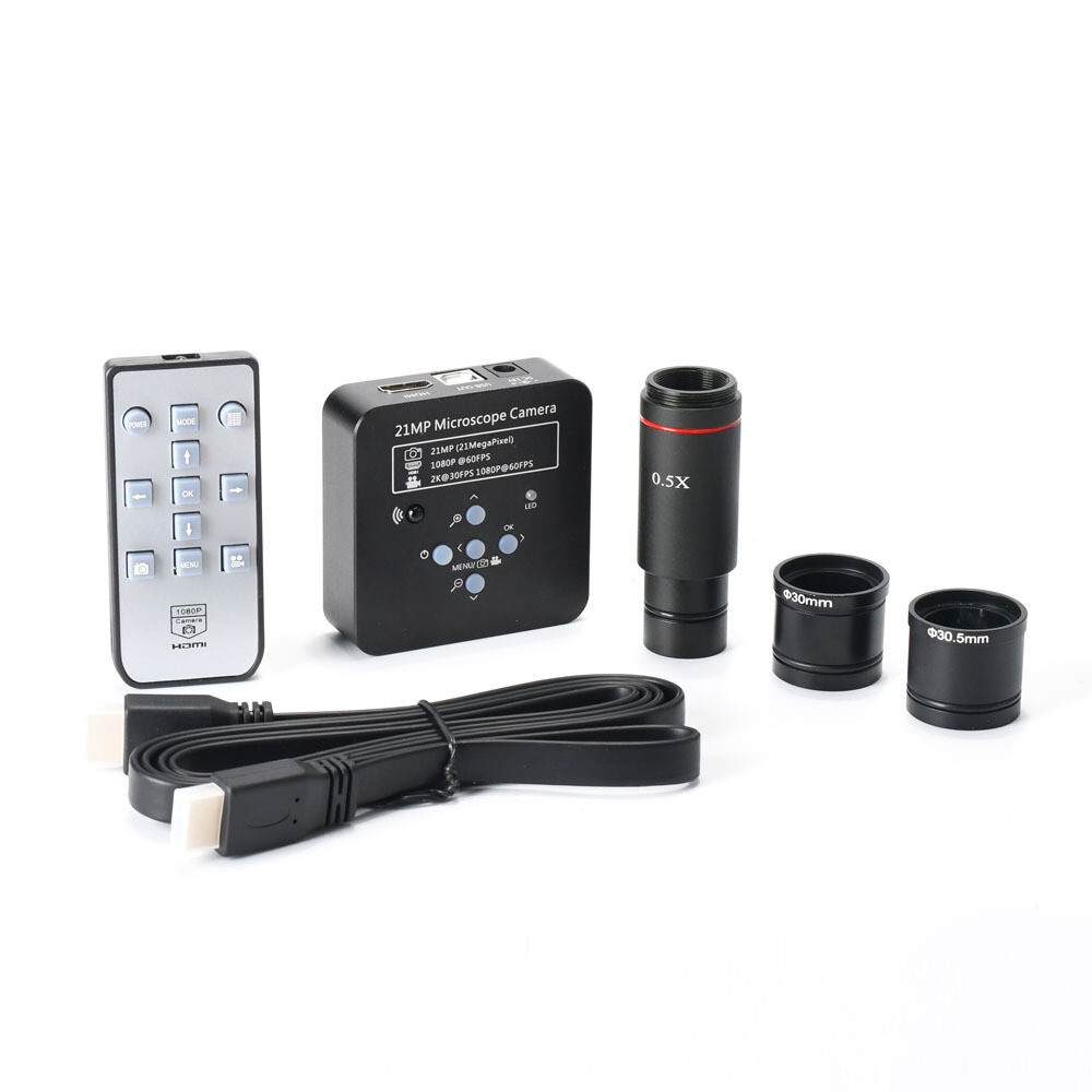2K 21MP HDMI USB Electronic Industrial Microscope Camera 0.5X Eyepiece Adapter