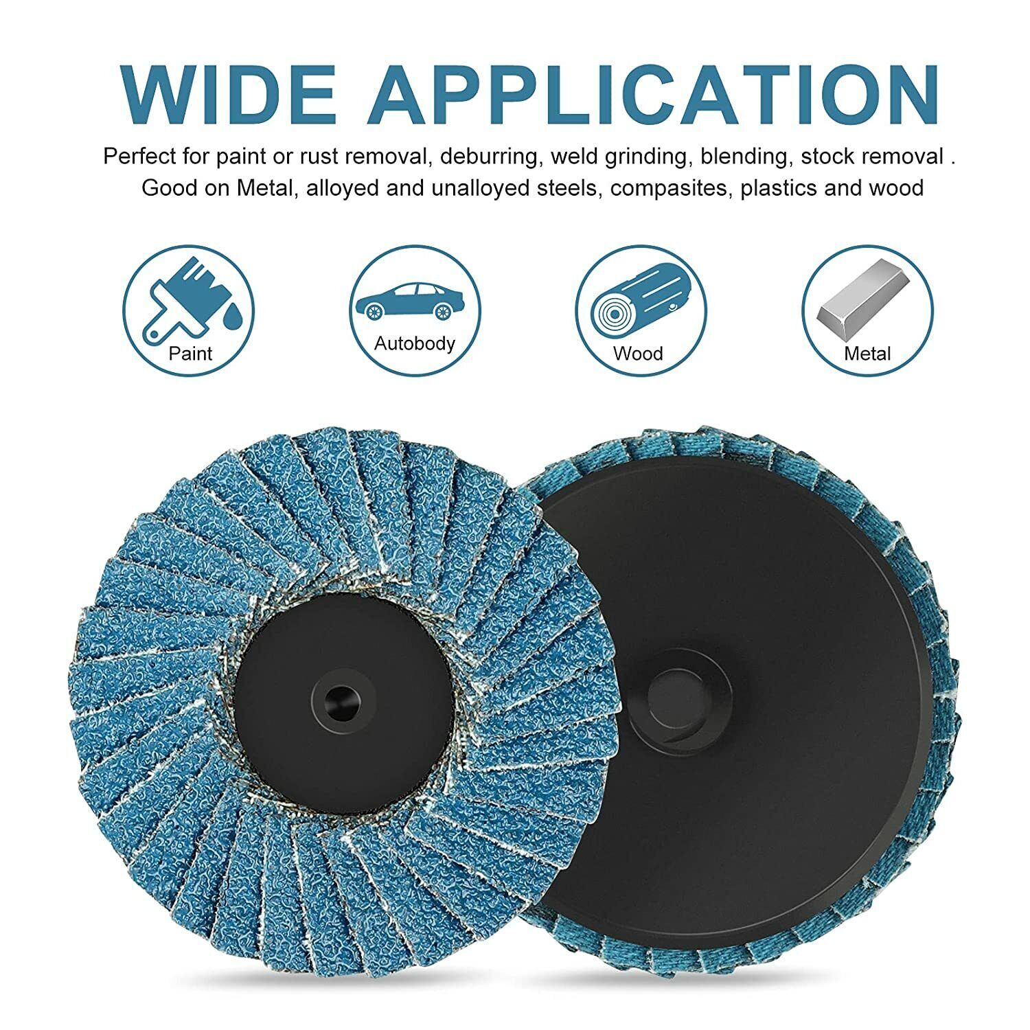 20pcs 2inch Flat Flap Disc Roll Lock Sanding Grinding Wheels 40 60 80 120 Grit