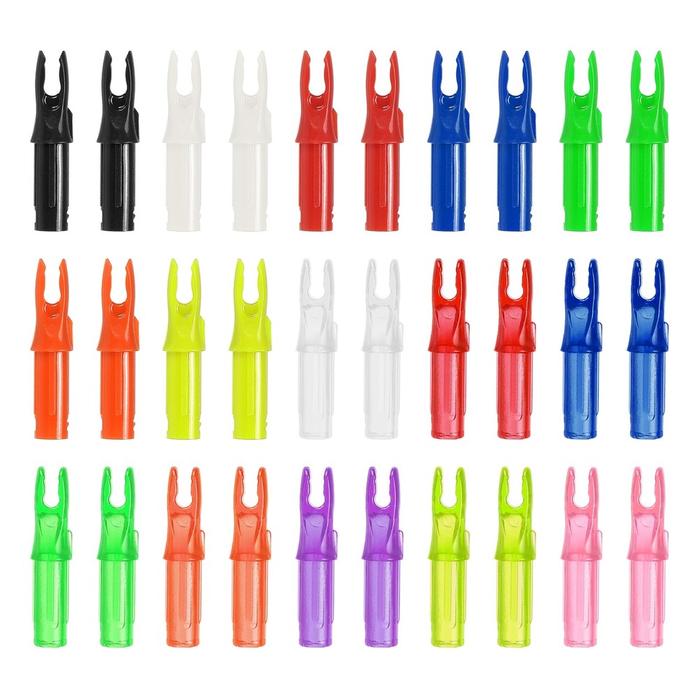 30 Pack Archery Arrows Nocks 6.2mm Plastic Insert Arrow Nock Multicolor