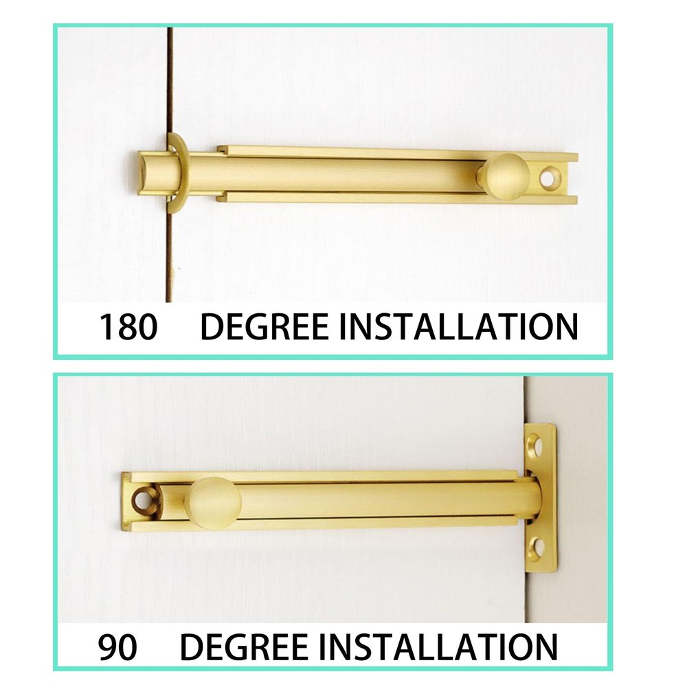 Surface Bolt 2 Inch Brushed Gold Solid Brass Slide Latch Cabinet Hardware