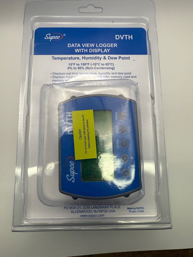Supco Data View DVTH Temperature & Humidity Data Logger w/ Software & USB Cable
