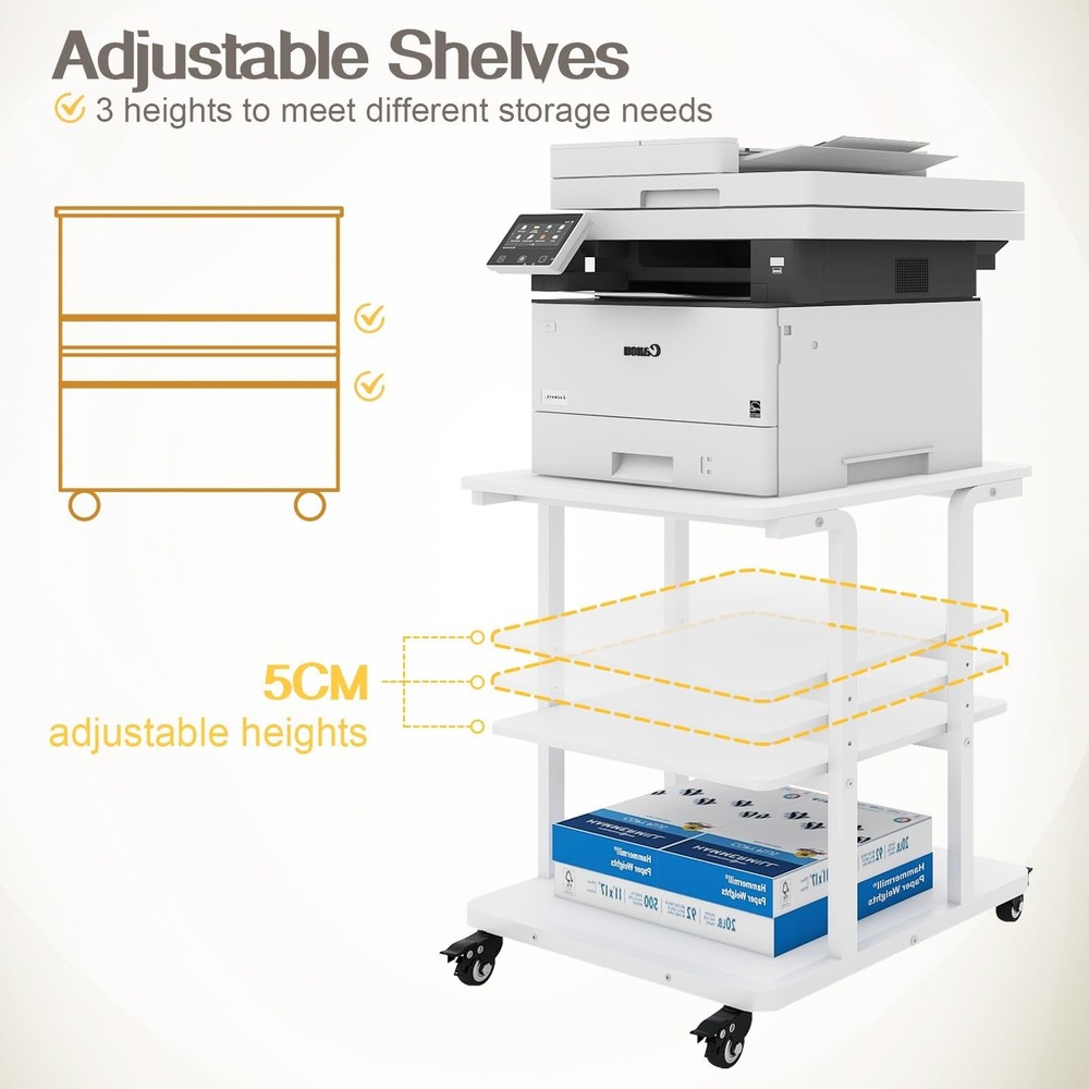 Natwind Printer Stand, 24''x20''x26'' Large Printer Table with Storage Shelf,...
