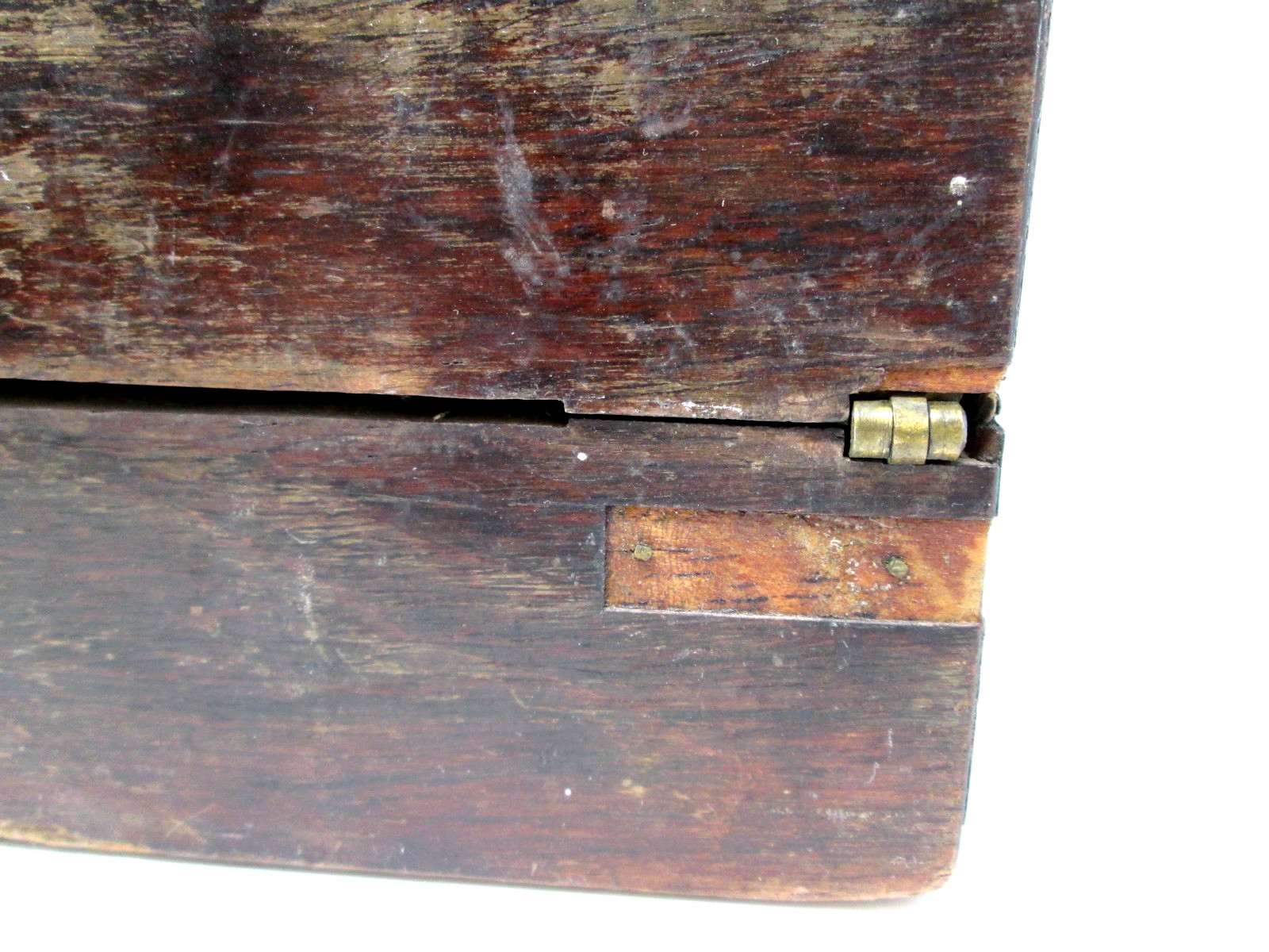 Vintage Wood Box Metal Corners Portable Writing Lap Desk Arts Crafts Wooden