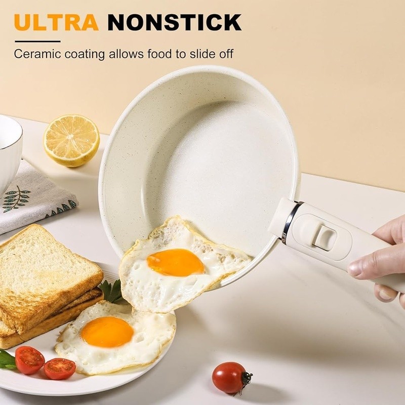 360° Ceramic Nonstick Cookware Space Saving Stackable Design Universal Handle US