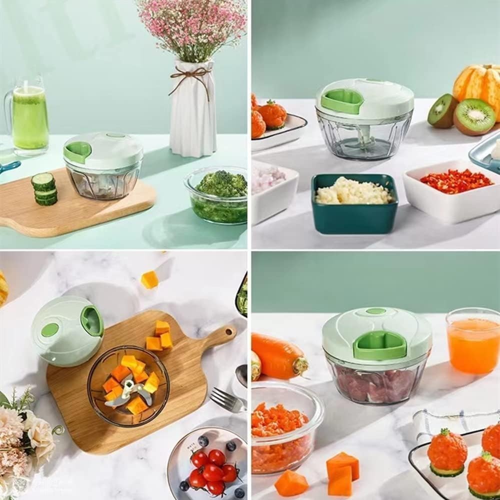 Vegetable Chopper Manual Food Chopper W/ Container Hand Pull String Veggie