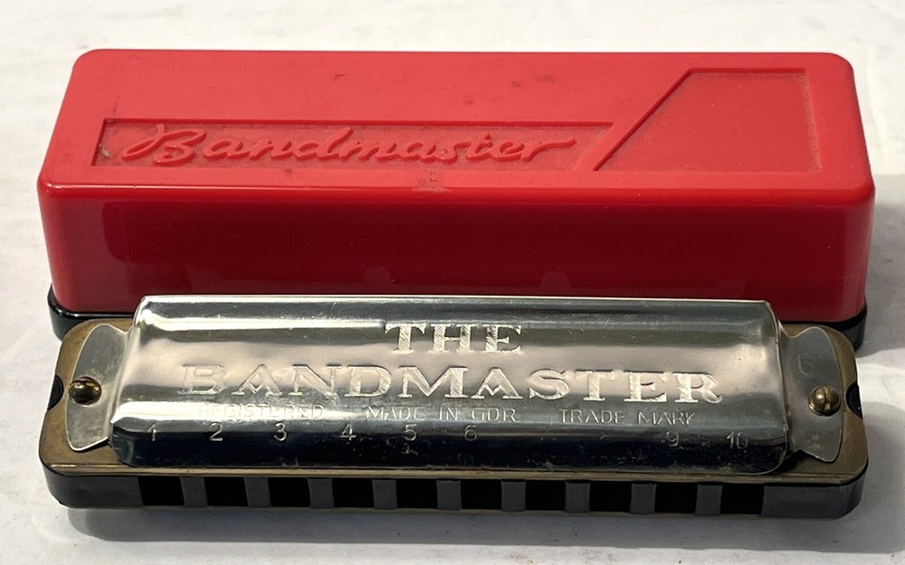 VTG The Bandmaster Harmonica w/ Red Plastic Hard Case - Germany