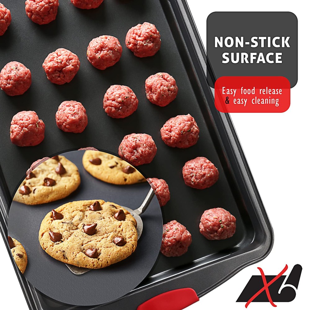 JOYTABLE Baking Sheet, 2PC Cookie Sheet Set 2-Piece (Small & Medium), Black