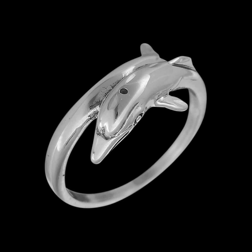 SIze 7 - Diamond Cut Wrapped Dolphin Ring