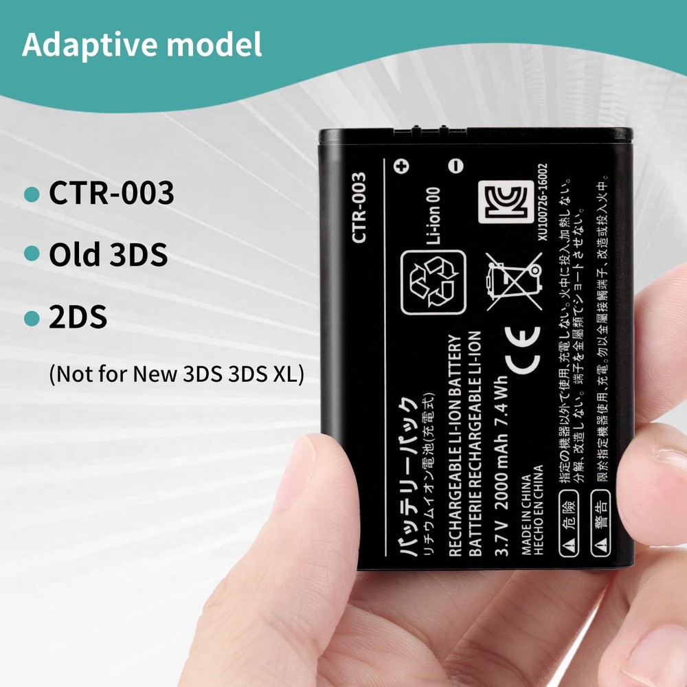 Replacement 3DS 2DS Battery CTR-003 Compatible with for Nintendo Old 3DS, 2DS...