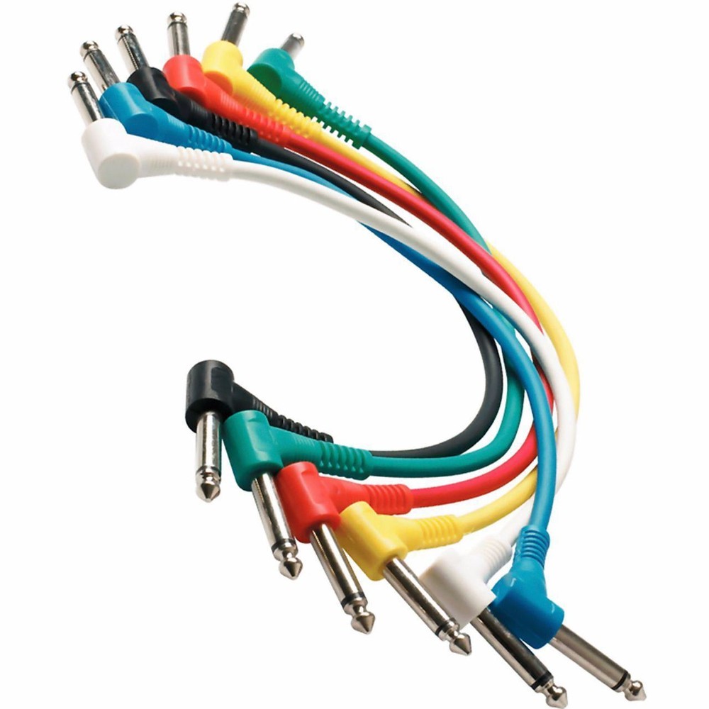 ZoZo Multi-Color 12-inch Right-Angle 1/4" Patch Cables, 6-Pack