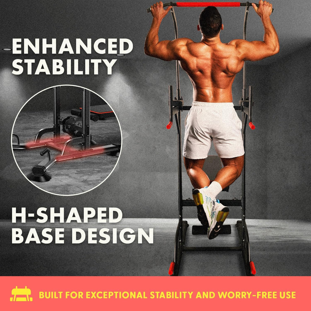 Pull-Up Workout Station with Bench - Multifunctional Gym Equipment Setup W/Pulli