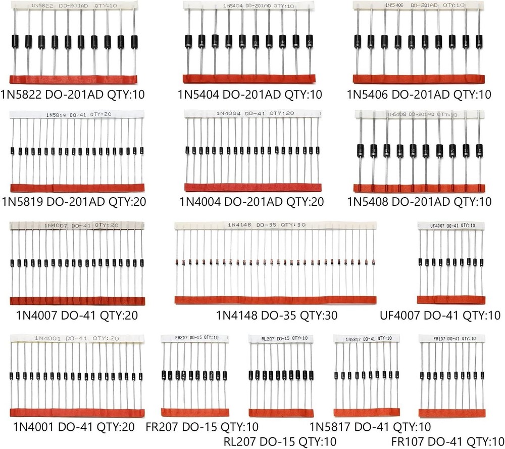 Complete 200-Piece Diode Kit: Fast Switching & Rectifier Options for Electronics