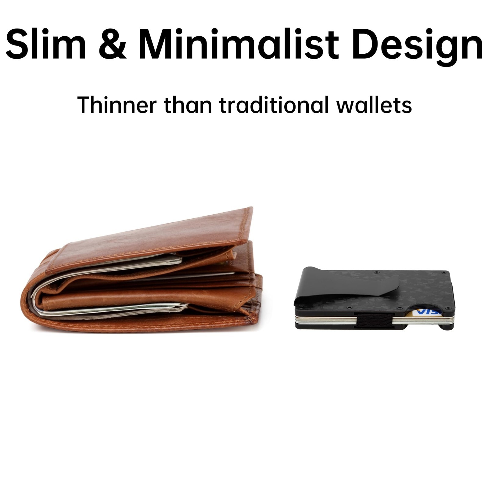Men's RFID Blocking Slim Wallet Carbon Fiber Money Clip Holder