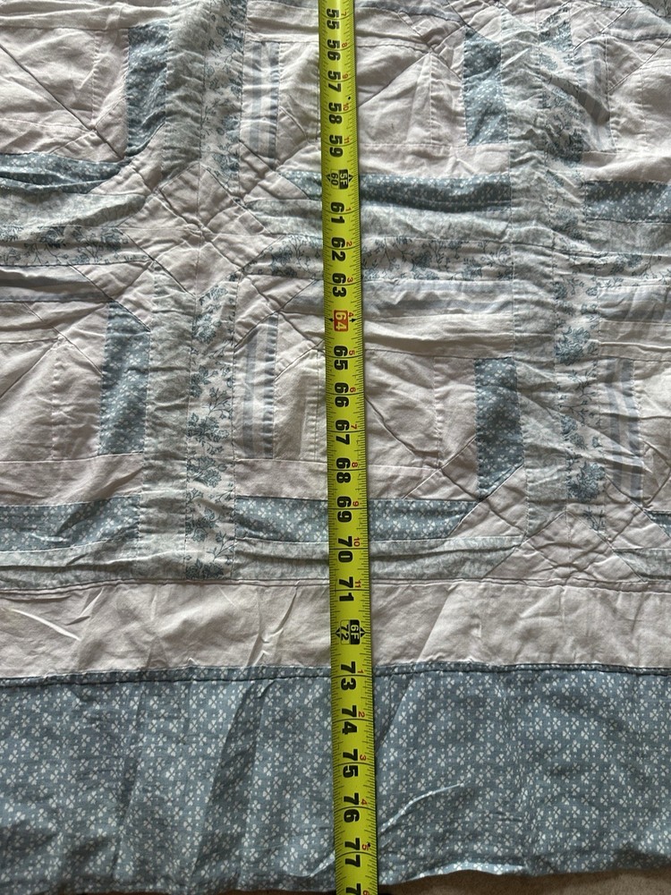 Cutters Handmade patchwork quilt with blue and white fabrics
