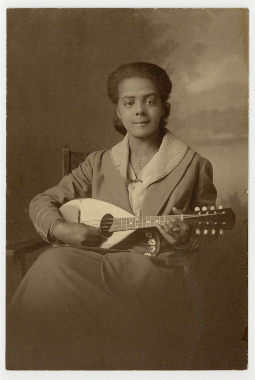 African American Female Mandolin Guitarist 1900 Black Blues Musician Photo 14658