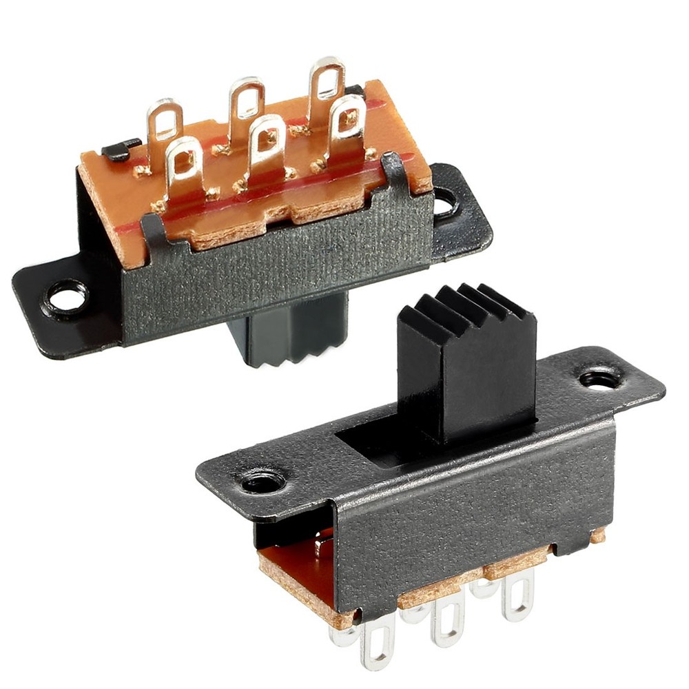 15Pcs 7mm Vertical Slide Switch DPDT 6 Terminals PCB Panel Latching