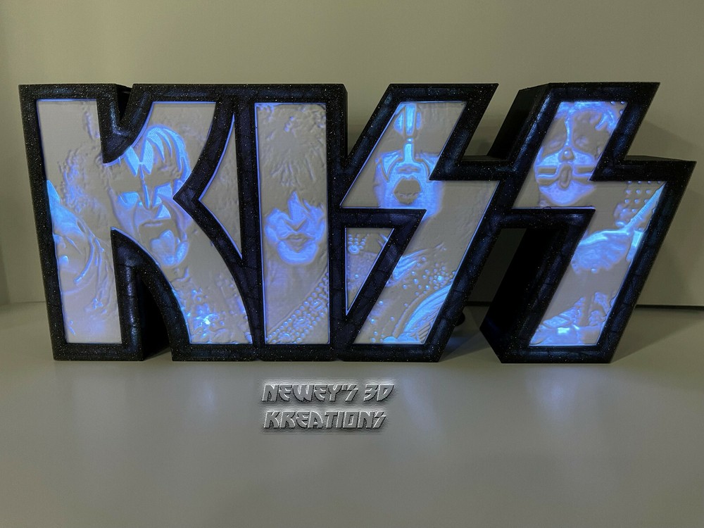 KISS Light Box - v2, Litho, Current Band Members w/ LED lights and built in mic