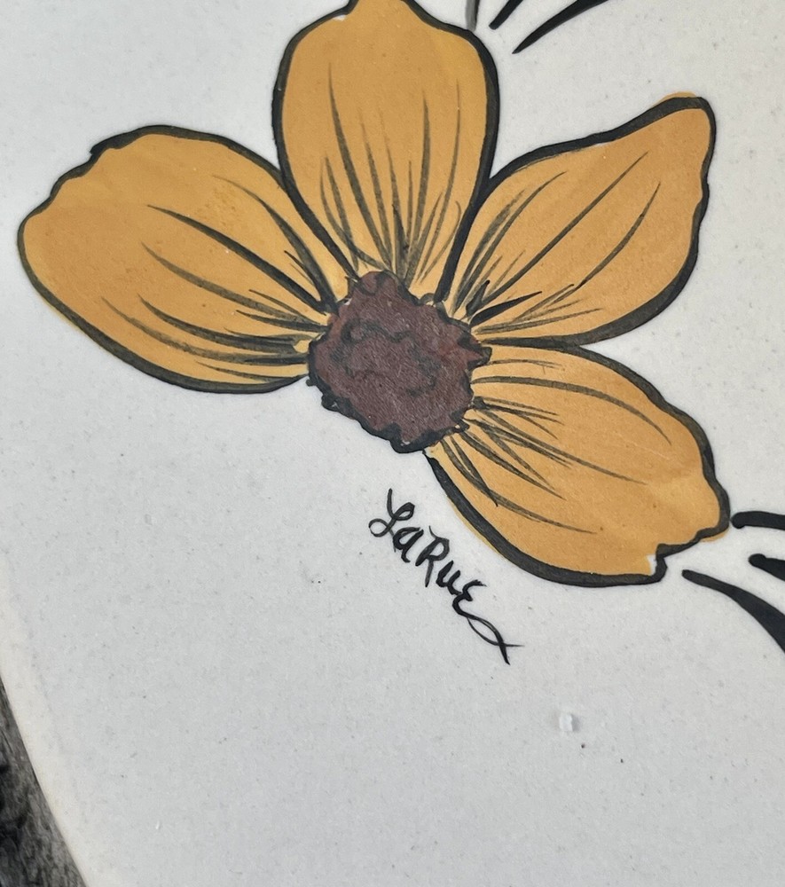 Casserole Dish Oven Safe Signed Hand Painted Lid Floral Solid Lt. Green Bottom