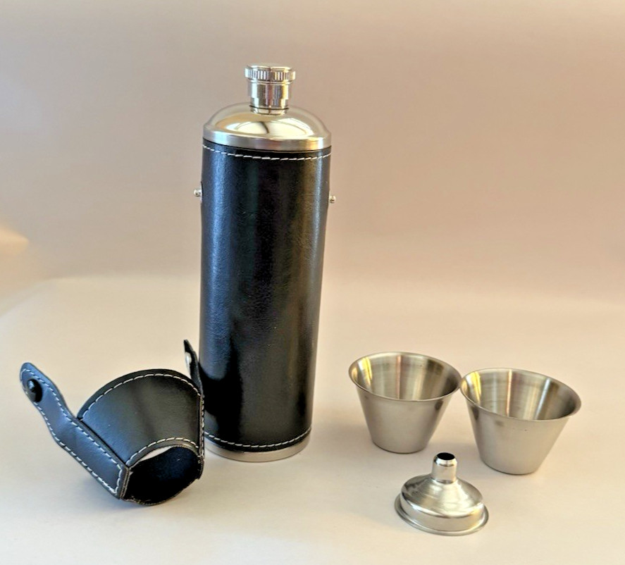 Flask Gift Set with 2 Shot Glasses & Funnel Stainless Steel Golf Flask 10 oz.