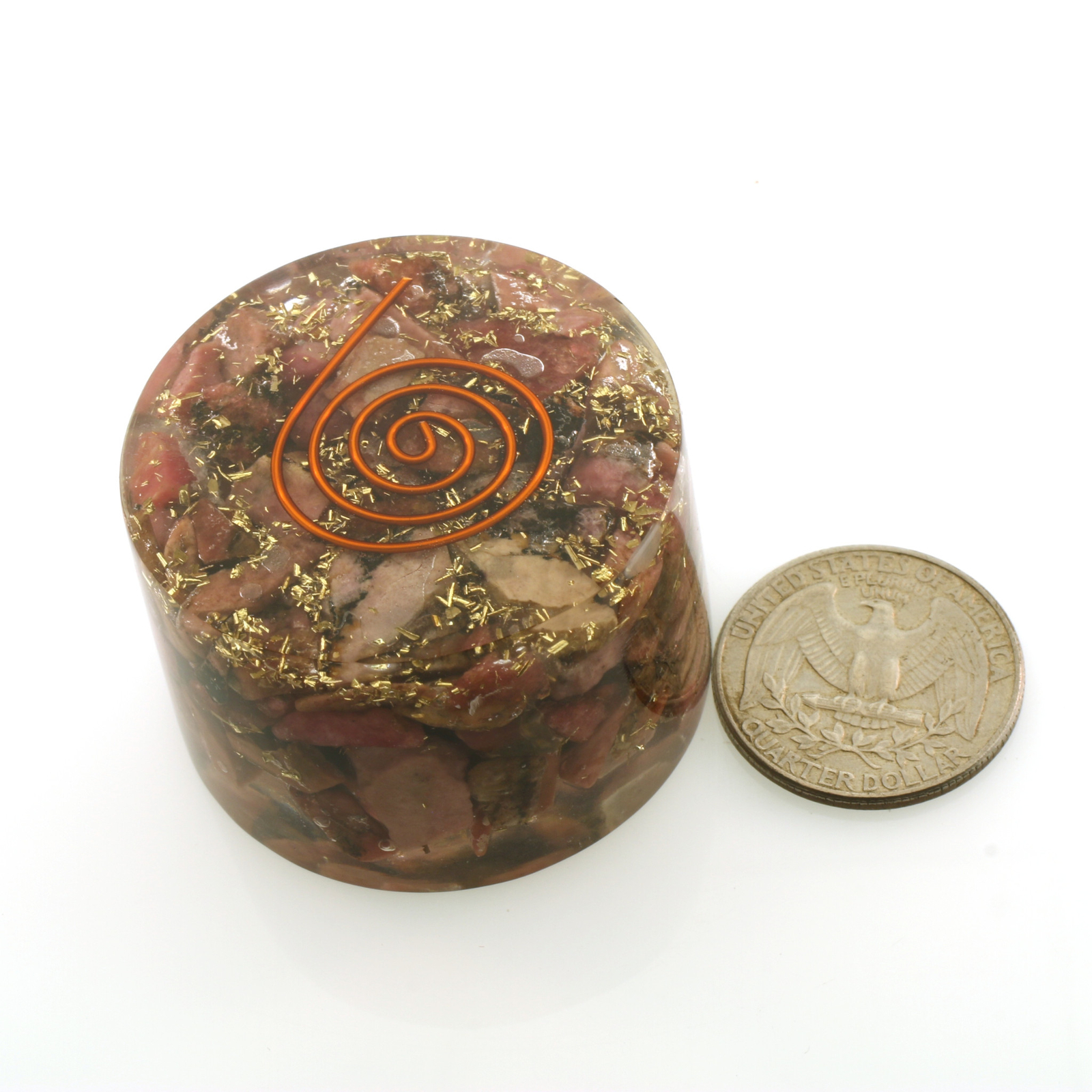 Natural Raw Rhodonite Orgone Tower Buster 1.75 Inch 5g & EMF Protection