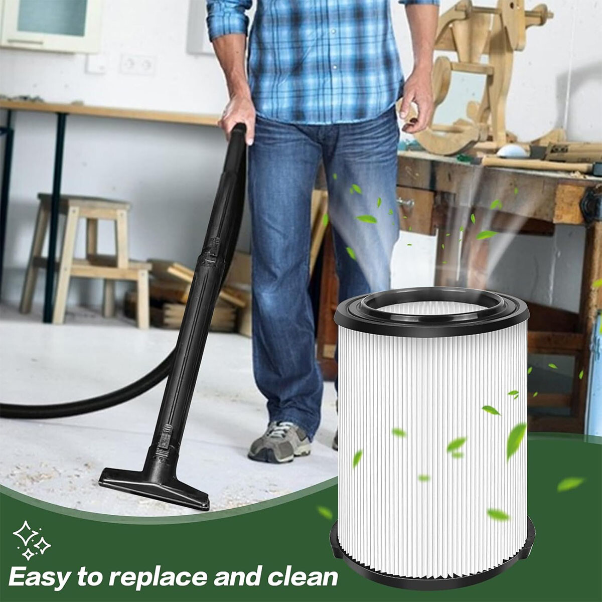 1x VF4000 Replacement For RIDGID Washable Vacuum Garage Shop Vac Pleated Filter